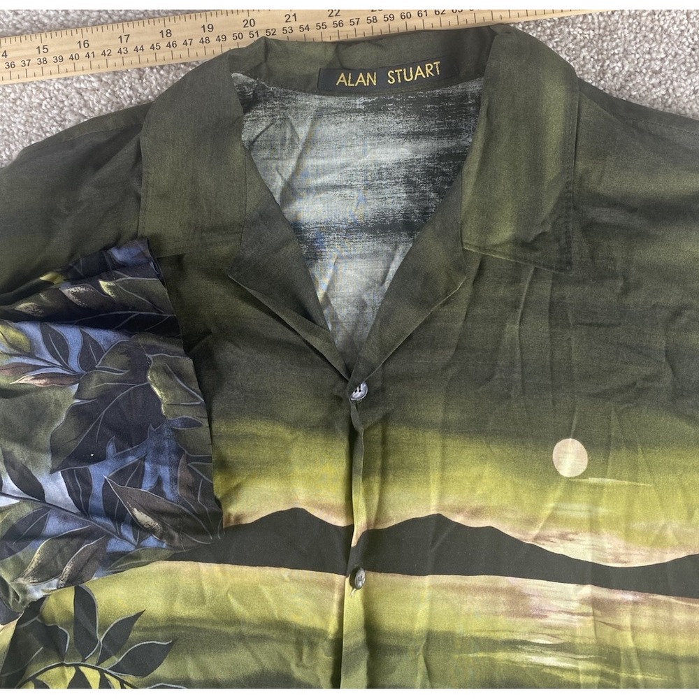 Alan Stuart Vintage Cotton Button-Up Shirt Sunset Floral Outdoor Print Men XL